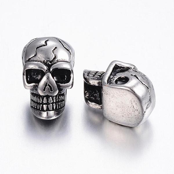 

PandaHall 304 Stainless Steel Beads, Skull, Antique Silver, 14x9x8mm, Hole: 2mm 304 Stainless Steel Skull