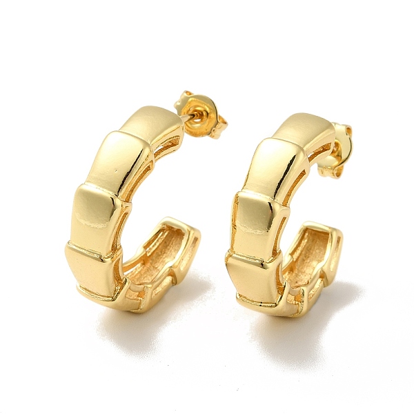 

PandaHall Rack Plating Brass Rectangle Wrap Stud Earrings, Half Hoop Earrings for Women, Cadmium Free & Lead Free, Real 18K Gold Plated...