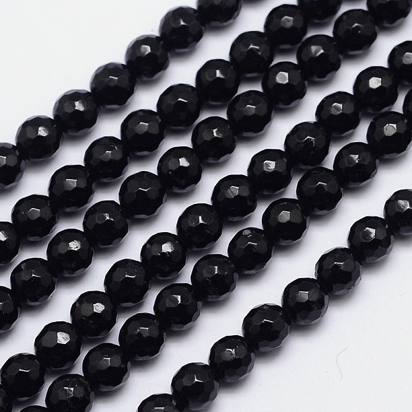

PandaHall Faceted Round Natural Black Tourmaline Bead Strands, Grade AB+, 6mm, Hole: 1mm, about 65pcs/strand, 15.5 inch Tourmaline Round