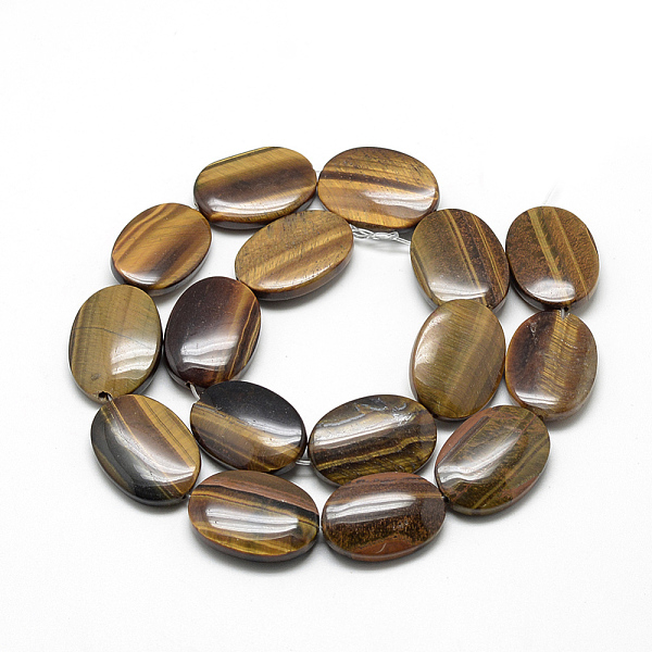 

PandaHall Natural Tiger Eye Beads Strands, Oval, 25x18x6mm, Hole: 1mm, about 16pcs/strand, 16.3 inch Tiger Eye Oval