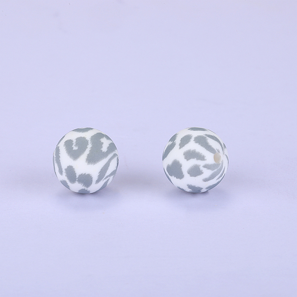 

PandaHall Printed Round Silicone Focal Beads, Gray, 15x15mm, Hole: 2mm Silicone Round Gray
