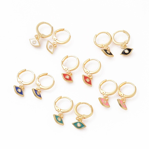 

PandaHall Brass Hoop Earrings, with Micro Pave Cubic Zirconia and Enamel, Evil Eye, Golden, Mixed Color, 21mm, pin: 0.9mm Cubic Zirconia..., Multicolor