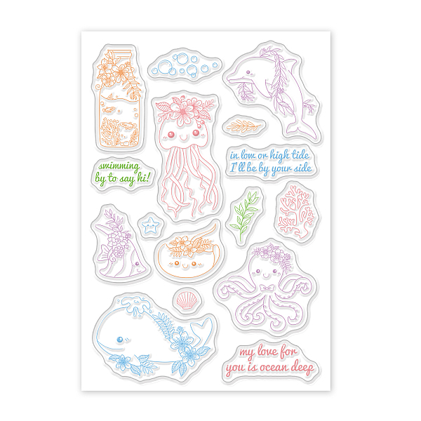 

PandaHall PVC Plastic Stamps, for DIY Scrapbooking, Photo Album Decorative, Cards Making, Stamp Sheets, Ocean Themed Pattern, 16x11x0.3cm...