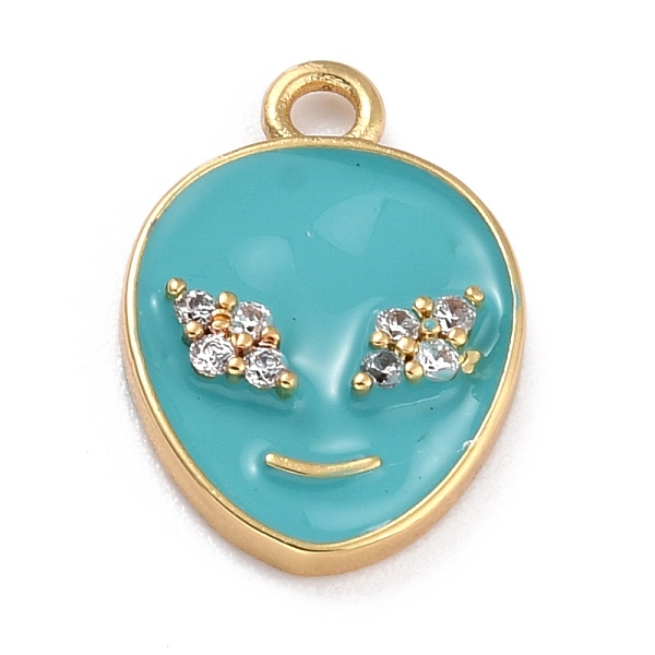 

PandaHall Golden Plated Brass Micro Pave Clear Cubic Zirconia Pendants, with Enamel, Long-Lasting Plated, Extra-terrestrial, Medium...