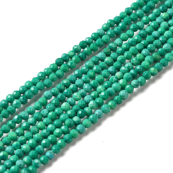 PandaHall Natural Howlite Beads Strands, Dyed, Faceted, Round, Green, 2mm, Hole: 0.6mm, about 198pcs/strand, 15.20 inch(38.6cm) Howlite...