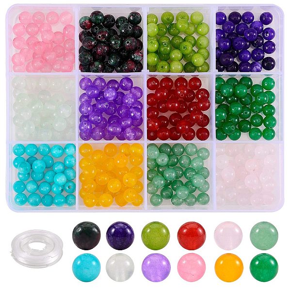 

PandaHall DIY Jewelry Bracelets Making Kits, 480Pcs 6mm Dyed Round Natural White Jade Beads and Flat Elastic Thread, Mixed Color, Beads..., Multicolor