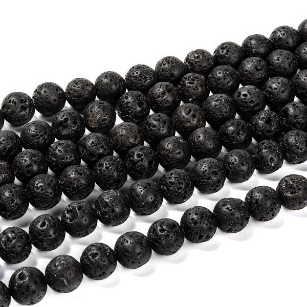 

PandaHall Natural Lava Rock Round Bead Strands, 10mm, Hole: 1mm, about 40pcs/strand, 15.7 inch Lava Rock Round Black