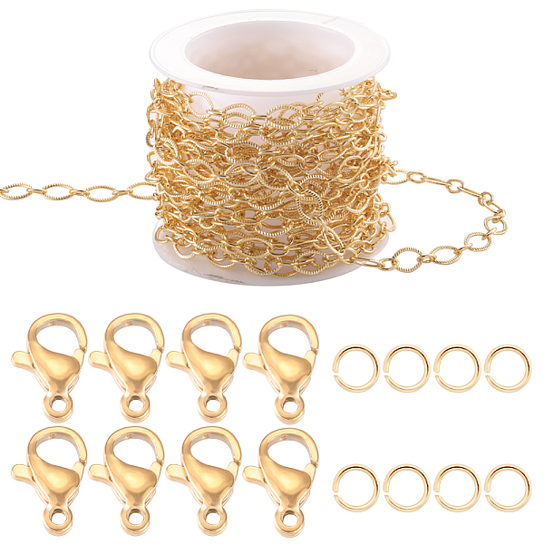

PandaHall Beebeecraft DIY Chain Bracelet Necklace Making Kit, Including Brass Oval Link Chains, 304 Stainless Steel Clasps & Jump Rings...