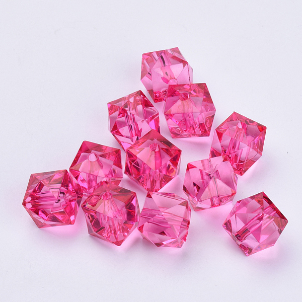 

PandaHall Transparent Acrylic Beads, Faceted, Cube, Medium Violet Red, 8x8x7.5mm, Hole: 1.6mm, about 1730pcs/500g Acrylic Cube Red