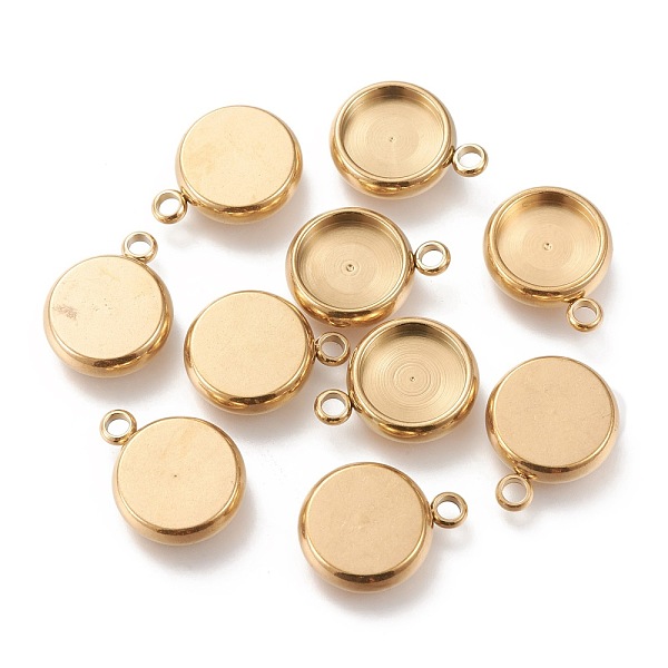 

PandaHall Ion Plating(IP) 304 Stainless Steel Pendant Cabochon Settings, Flat Round, Golden, Tray: 8mm, 13x10x3mm, Hole: 1.8mm 304 Stainless...