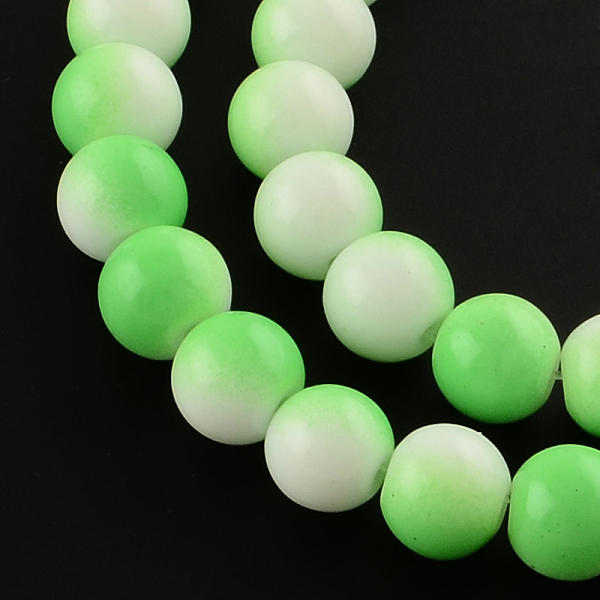 

PandaHall Two-Color Baking Painted Glass Bead Strands, Round, Lime Green, 8mm, Hole: 1.3~1.6mm, about 104pcs/strand, 32.7 inch Glass Round...