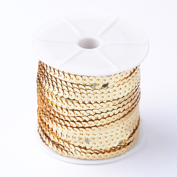 

PandaHall Ornament Accessories Plastic Paillette Bead Strands, Sequins Trim, Gold, 6mm, about 100yards/roll Plastic Flat Round Gold