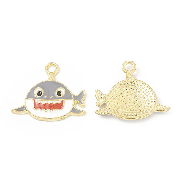 

PandaHall Alloy Enamel Pendants, Shark Charm, Golden, Dark Gray, 19.5x22.5x2mm, Hole: 2.3mm Alloy+Enamel Other Animal