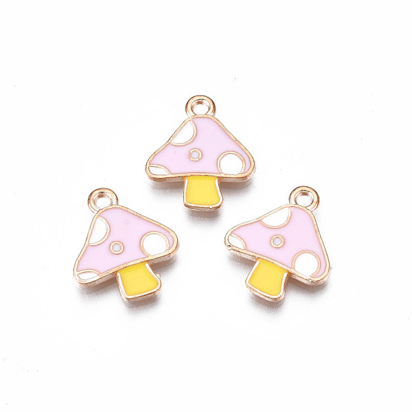 

PandaHall Autumn Theme Alloy Enamel Charms, Cadmium Free & Lead Free, Mushroom, Pink, 15x13x1.5mm, Hole: 1.5mm Alloy+Enamel Mushroom Pink
