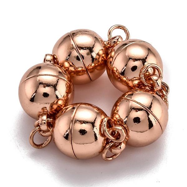 

PandaHall Rack Plating Brass Magnetic Clasps with Loops, N45 Grade Strong Magnet, with Soldered Jump Rings, Long-Lasting Plated, Round, Real...