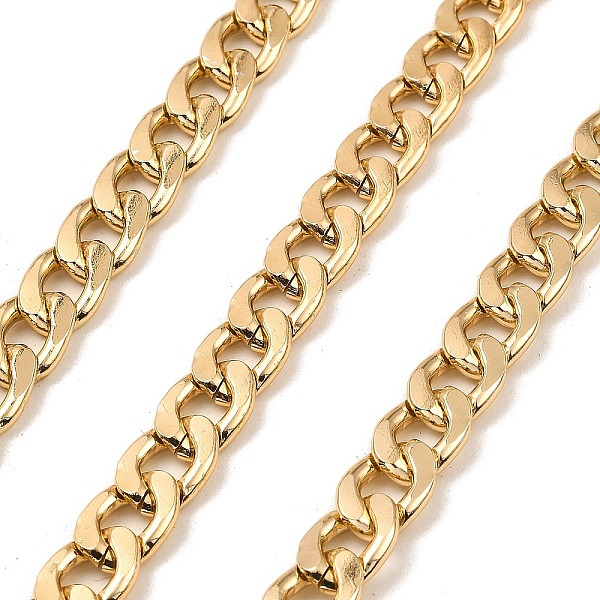 

PandaHall Aluminium Curb Chains, Unwelded, with Spool, Light Gold, 11x7.5x2mm, about 32.81 Feet(10m)/Roll Aluminum
