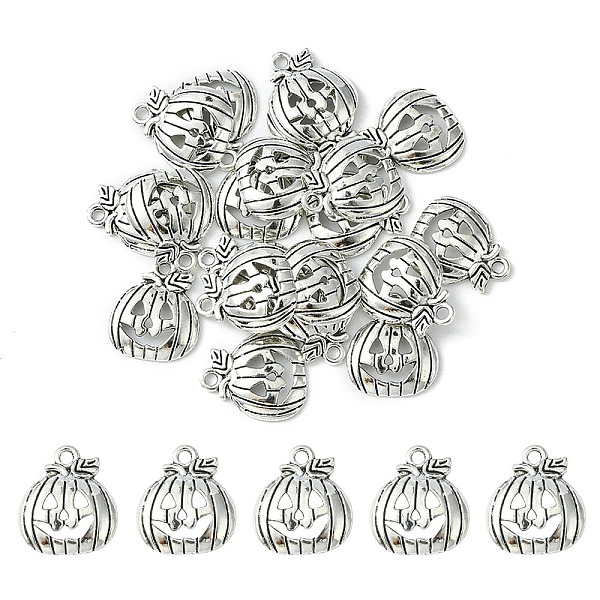 

PandaHall 20Pcs Tibetan Style Halloween Pumpkin Jack-O'-Lantern Alloy Pendants, Lead Free & Cadmium Free, Antique Silver, 18x16x3mm, Hole...