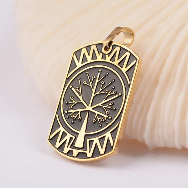 

PandaHall 304 Stainless Steel Enamel Pendants, Rectangle with Tree, Antique Golden, 40x21.5x2mm, Hole: 5x6.5mm Stainless Steel+Enamel...