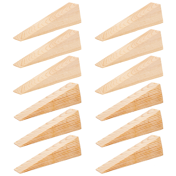 PandaHall BENECREAT 12 Pack Wooden Non-Slip Door Stop Stopper Triangle Solid Wood Wedge Window for All Surfaces of Home Office Garden Indoor...