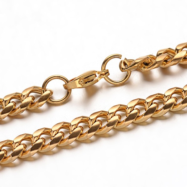 

PandaHall 304 Stainless Steel Twisted Chain Curb Chain Necklaces, with Lobster Claw Clasps, Golden, 21.6 inch(55cm) 304 Stainless Steel