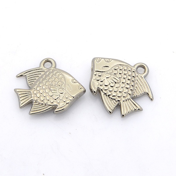

PandaHall CCB Plastic Fish Pendants, Platinum, 17x18x3.5mm, Hole: 1.5mm Plastic Fish