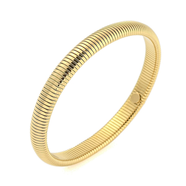 

PandaHall Ion Plating(IP) 304 Stainless Steel Spring Bangles for Women Men, Real 18K Gold Plated, Inner Diameter: 2-1/2 inch(6.2cm), 8mm 304...