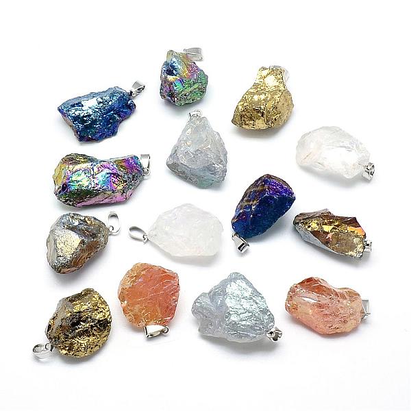 

PandaHall Electroplated Natural Quartz Crystal Pendants, with Iron Findings, Nuggets, 30~40x20~27x16~20mm, Hole: 6x3mm Quartz Crystal...