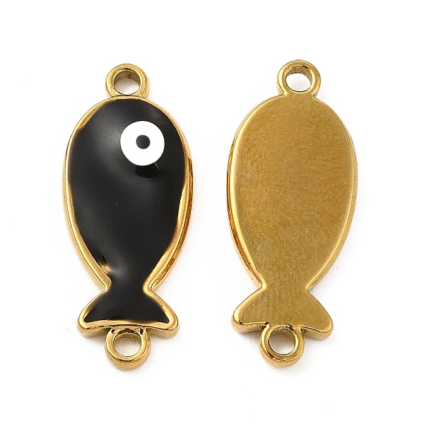 

PandaHall 201 Stainless Steel Enamel Connector Charms, Real 24K Gold Plated, Fish Links, Black, 23.5x9.5x2.5mm, Hole: 1.6mm 201 Stainless...