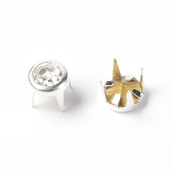 

PandaHall Brass Glass Rhinestone Spikes, with Screw, for DIY Craft Cool Rivets Punk, Cadmium Free & Lead Free, Cone, Platinum, 6x5.5mm..., Clear