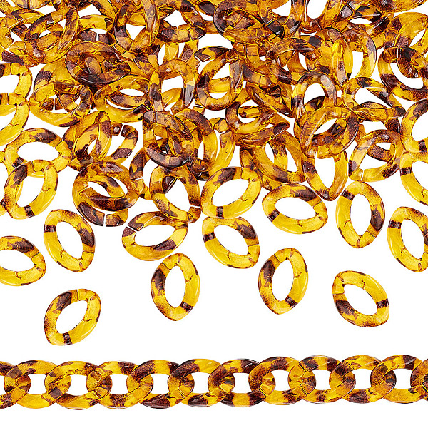 

PandaHall ARRICRAFT Leopard Print Pattern Resin Linking Rings, Quick Link Connectors, for Curb Chains Making, Twisted Oval, Goldenrod..., Gold