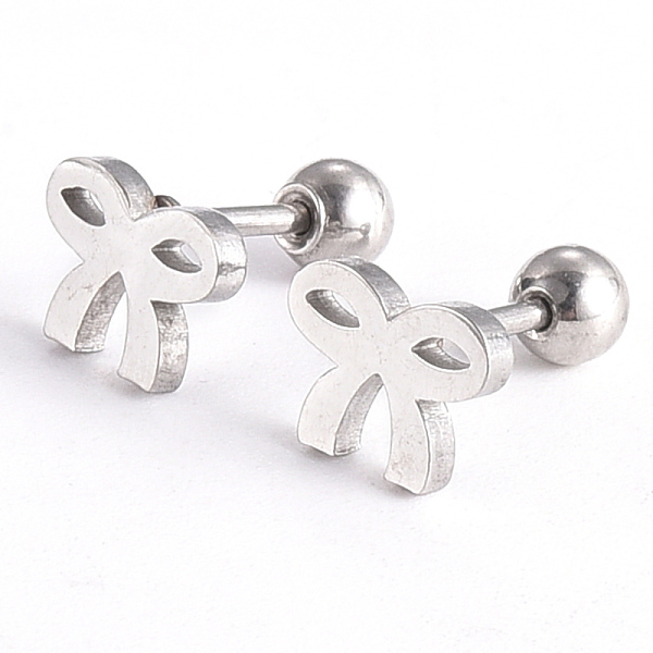 

PandaHall 201 Stainless Steel Barbell Cartilage Earrings, Screw Back Earrings, with 304 Stainless Steel Pins, Bowknot, Stainless Steel Color...