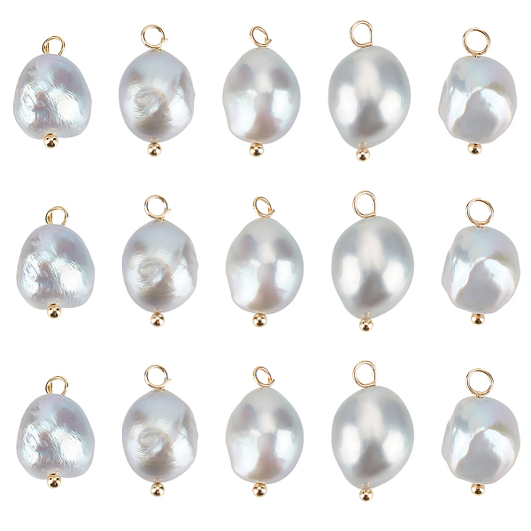 

PandaHall Beebeecraft 1 Box 20Pcs Freshwater Pearl Charms Natural Irregular White Pearl Dangle Drop Charms Pendant for DIY Bracelet Necklace..., Silver