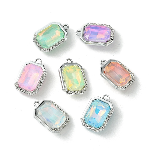 

PandaHall UV Plating Alloy with Mixed Color Glass Rhinestone Pendants, Rectangle, Platinum, 21x14x6.5mm, Hole: 2mm Alloy+Rhinestone..., Multicolor