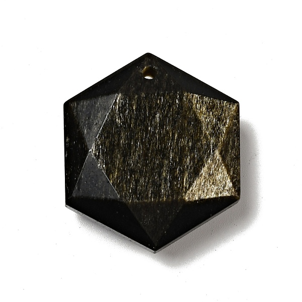 

PandaHall Natural Golden Sheen Obsidian Pendants, Faceted, Hexagon, 31x27x10mm, Hole: 1.6mm Golden Sheen Obsidian Hexagon