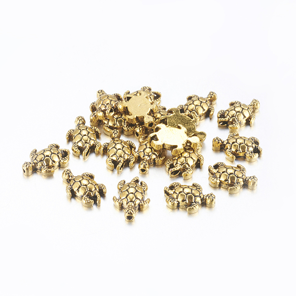 

PandaHall Tibetan Style Alloy Beads, Tortoise, Cadmium Free & Nickel Free & Lead Free, Antique Golden, 12.5x9x4mm, Hole: 1mm Alloy Tortoise