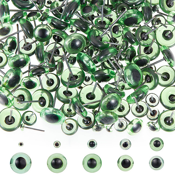 

PandaHall GOMAKERER 100 Pairs 10 Style Glass Craft Needle Felting Eyes, with Iron Pins, Doll Making Accessories, Flat Round, Lime Green...