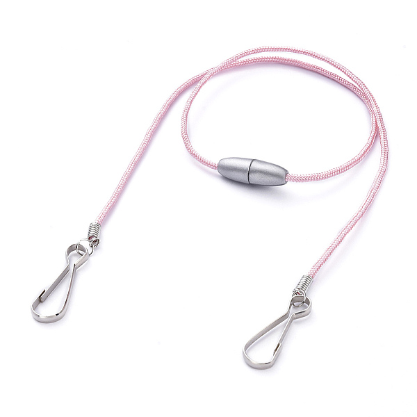 

PandaHall Polyester & Spandex Cord Ropes Eyeglasses Chains, Neck Strap for Eyeglasses, with Plastic Breakaway Clasps, Iron Coil Cord Ends..., Pink