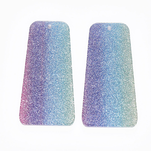 

PandaHall Cellulose Acetate(Resin) Big Pendants, With Glitter powder, Trapezoid, Mixed Color, 39.5x20x2mm, Hole: 1.2mm Cellulose Acetate..., Multicolor