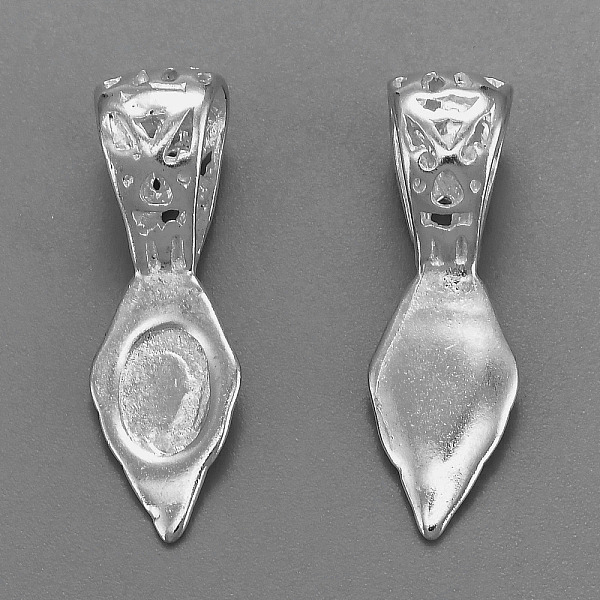 

PandaHall Brass Glue-on Flat Pad Bails for Pendant Making, Nickel Free, Platinum, 25x8x7mm, Hole: 9x5mm Brass