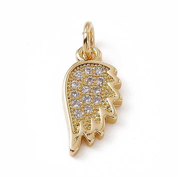 

PandaHall Brass Micro Pave Clear Cubic Zirconia Wing Charms, with Open Jump Rings, Real 18K Gold Plated, 14x7x1.5mm, Jump Ring: 4.5x0.7mm...