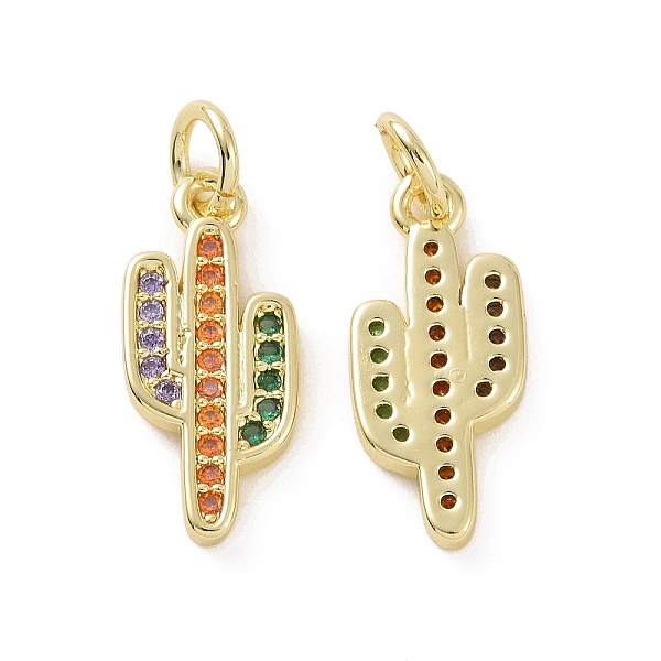 

PandaHall Brass Micro Pave Colorful Cubic Zirconia Pendants, with Jump Ring, Cactus Charms, Real 18K Gold Plated, 17x7.5x2mm, Hole: 3.2mm...