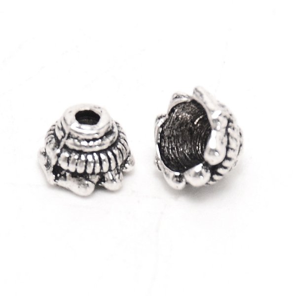 

PandaHall Tibetan Style Multi-Petal Alloy Bead Cones, Flower-shape Pagoda, Antique Silver, 7x4.5mm, Hole: 1.4mm Alloy