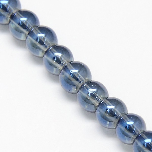 

PandaHall Electroplate Crystal Glass Round Beads Strands, Rainbow Color Plated, Marine Blue, 6mm, Hole: 1mm, about 69pcs/strand, 16.1 inch...