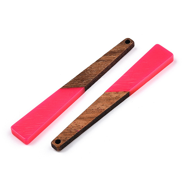 

PandaHall Opaque Resin & Walnut Wood Big Pendants, Trapezoid Charm, Deep Pink, 69.5x10.5x3mm, Hole: 2mm Resin+Wood Trapezoid
