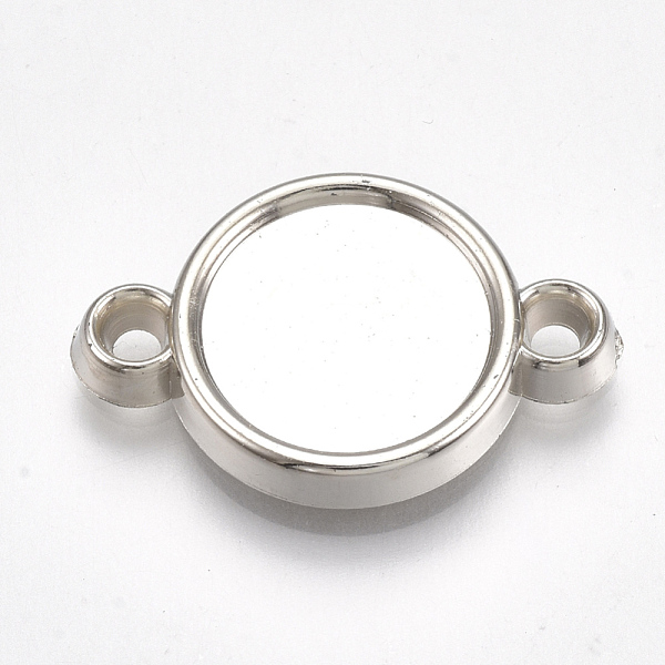 

PandaHall CCB Plastic Cabochon Connector Settings, Flat Round, Platinum, Tray: 12mm, 22.5x15x3mm, Hole: 1.8mm Plastic Flat Round