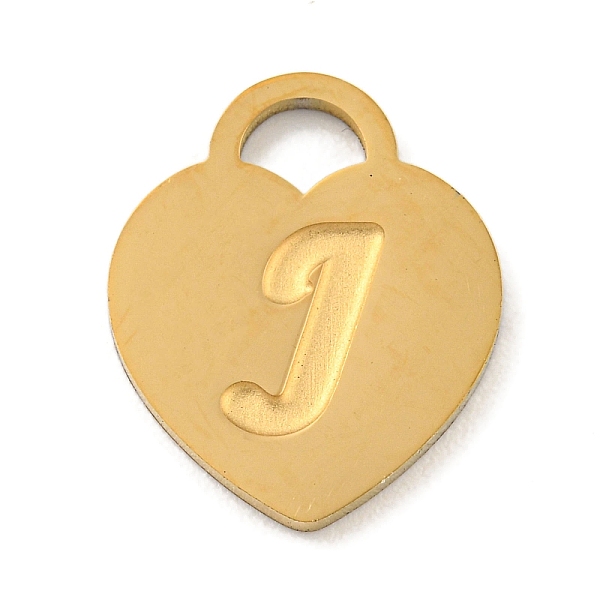 

PandaHall Ion Plating(IP) 304 Stainless Steel Pendants, Laser Cut, Heart with Letter Charm, Golden, Letter J, 15x12x1mm, Hole: 3x3.5mm 304...