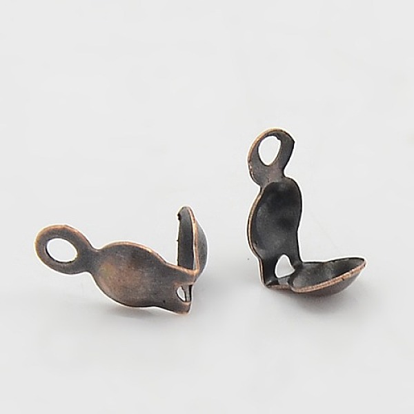 

PandaHall Iron Bead Tips, Calotte Ends, Clamshell Knot Cover, Nickel Free, Red Copper, 8x4mm, Hole: 1.5mm, Inner Diameter: 3mm Iron