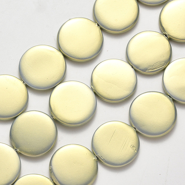 

PandaHall Shell Pearl Beads Strands, Spray Painted, Flat Round, Yellow Green, 20x3mm, Hole: 0.8mm, about 18pcs/Strand, 14.96 inch(38cm)...