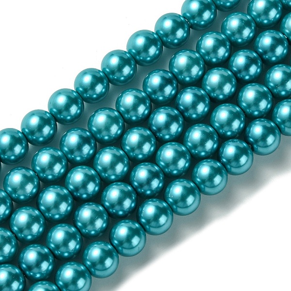 

PandaHall Eco-Friendly Dyed Glass Pearl Round Bead Strands, Cotton Cord Threaded, Deep Sky Blue, 8mm, Hole: 0.7~1.1mm, about 52pcs/strand...
