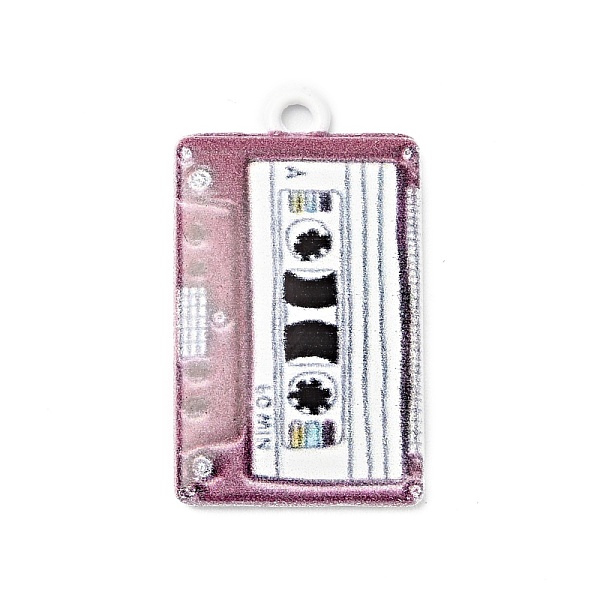 

PandaHall Printed Alloy Pendants, Cassette Tape, Platinum, Pale Violet Red, 25.5x14.5x2.5mm, Hole: 1.6mm Alloy Rectangle